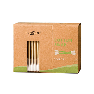 Kanmine Bastoncini di Cotone Ecologici Biodegradabili 300 Pezzi con Bastoncino in Bambù e Scatola in Cartone di Pelle Bovina Multiuso - Product Image 5