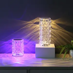 Crystal Table Lamp RGB Color Changing Night Light Romantic LED Rose Diamond Touch Lamps for Living Room decor