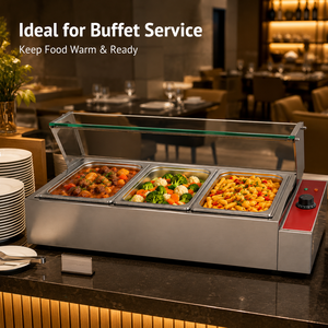High Efficiency 1500W Bain Marie Electric Food Warmer Stainless Steel 3 Pan <b>Buffet</b> <b>Server</b> Station for Fast Food Shop Catering - Product Image 5