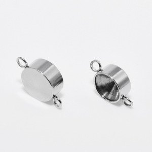 Bisel Redondo en Blanco de Acero Inoxidable, Base de Conector de Doble Lazo, Bandejas de Cristal, Colgante, <span class=keywords><strong>Enlace</strong></span> en Blanco para Encontrar Joyería - Product Image 4