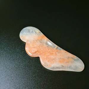 HY Natural Citrino Peine en forma de <span class=keywords><strong>cuarzo</strong></span> amarillo Gua Sha Guasha Jade <span class=keywords><strong>Rodillo</strong></span> y herramienta de masaje - Product Image 1