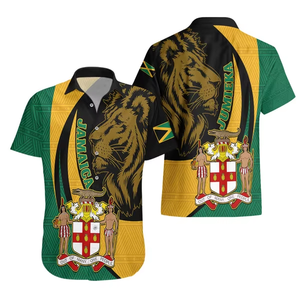 Chemises à manches courtes avec drapeau <span class=keywords><strong>Rasta</strong></span> imprimé style jamaïque personnalisé pour hommes vêtements Reggae jamaïque chemises boutonnées pour hommes rastafariens - Product Image 5