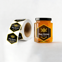 Étiquette alimentaire personnalisée imprimée en couleur, adhésive et imperméable pour bouteille de miel, autocollant pour pot en verre de miel d'abeille pour emballage alimentaire