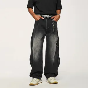 Y2K Moda Personalizado Jeans baggy 100% algodão lavado em Linha Reta Perna Larga jeans homens Vintage Street Wear Plus Size Homens Jeans
