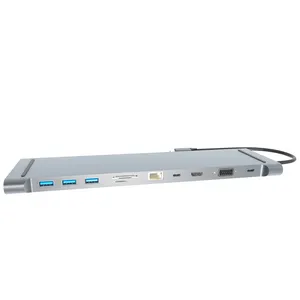 High Quality Usb-C 3.0 Charging Multi 11-Ports Docking Station Laptop Hdd Type-C 11 in 1 Usb Hub