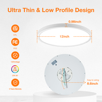 Plafonnier LED ultra-plat 12 pouces à prix d'usine, 3 CCT 3000K/4000K/5000K, luminaire à montage en surface dimmable pour chambre, salle de bain, cuisine
