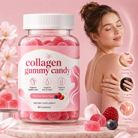 Gomitas de Colágeno al por Mayor para Mujeres, Gomitas de Colágeno Sin Azúcar con Biotina para el Cabello, la Piel, las Uñas y las Articulaciones, Sabor a Bayas, 60 Unidades