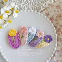 Barrette latérale pour cheveux en crochet fait main, motif fleur d'œuf, mignonne, accessoires capillaires tricotés à la main, vente en gros, coiffure pour jeunes filles