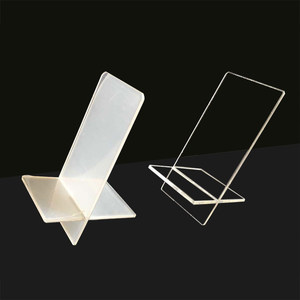 Support de téléphone portable en acrylique moderne en forme de X, étagère échelle à 2 niveaux, assemblage facile, surface polie, présentoir - Product Image 3