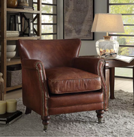 Fauteuil d'appoint en cuir de luxe vintage, style aviateur, design industriel rétro pour salon, chambre, hôtel, salle à manger, villa, loft