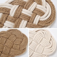 Napperon rond tissé en Jute et coton, 1 pièce, coussins isolants, faits à la main, tapis pour Table à manger, cadeaux, dessous de bohème décoratifs