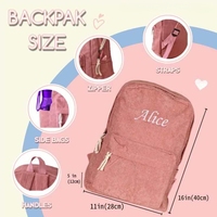 Mochila de pana Bordado Logo Escuela Mochilas de algodón para niñas Niños Escuela de viaje