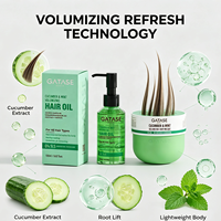 Traitement nourrissant et volumisant sans sulfate à la menthe et au concombre pour cheveux secs et fins, et ensemble d'huiles capillaires légères – Marque privée OEM, végétalien
