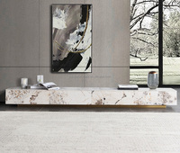 Mueble para TV de Alta Gama con Base de Placa de Roca, Mueble para TV de Lujo con Almacenamiento, Combinación de Mesa de Centro, Base Resistente a la Oxidación, Mueble para TV de Fábrica de Foshan