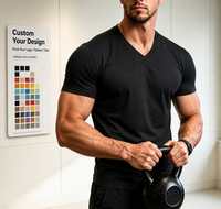 T-shirt de sport pour homme à col en V, élégant, coupe ajustée, doux, respirant, haute élasticité, confortable, léger, unisexe, décontracté, quotidien, entraînement