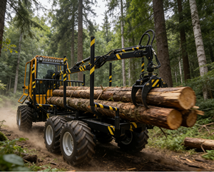 Remorque forestière HAIJU avec cabine, bras télescopique, <span class=keywords><strong>grappin</strong></span> rotatif, rayon de braquage 5700 mm, angle de braquage 50° °   Pneu 31x15.5-15 - Product Image 5