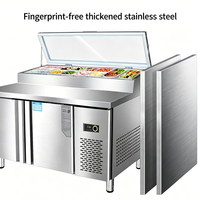 Réfrigérateur commercial en acier inoxydable pour sandwichs et pizzas, table de préparation réfrigérée pour restaurant, armoire réfrigérée