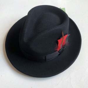 Sombrero Fedora de Lana Unisex H628B con Cinta y Pluma, Gorra Jazz de Ala Ancha para Iglesia y Exteriores, Talla Adulto, Sombrero Homburg de Lana - Product Image 5