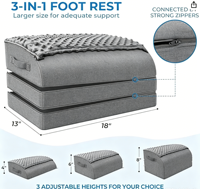 Repose-pieds ergonomique réglable en mousse à mémoire de forme, coussin de soutien pour les pieds sous le bureau, à la maison, au bureau, en avion, en voyage