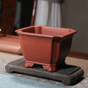 Maceta de Cerámica Wang Fei Zisha, Cuadrada con Esquinas Biseladas, Estilo Chino, Maceta de Interior, Diseño Clásico y Simple - Product Image 3