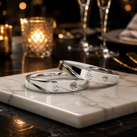 Bagues de couple pour mariage en argent sterling 925 plaqué or, alliances assorties pour homme et femme, avec moissanite ou diamant de laboratoire – Cadeau