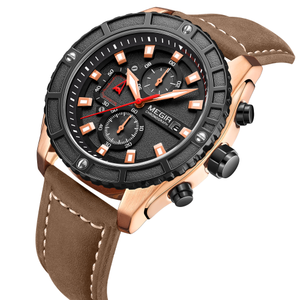 <span class=keywords><strong>MEGIR</strong></span> 2119G Tendance Haute Qualité Nouveau Design Logo Personnalisé <span class=keywords><strong>Prix</strong></span> Bas En Vente Multifonction Hommes Montres À Quartz Bracelet En Cuir Véritable - Product Image 5