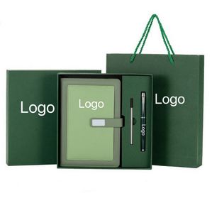 Wholesale Promotional Luxury Notebook <b>Journal</b> for Company Gift Custom Green Diary PU Leather Notepad Corporate Gift Set With Pen - Product Image 1