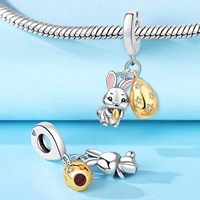 Vente directe usine – Nouveaux accessoires de pendentif en tungstène plaqué argent, série animaux charmants : pendentifs perles ours panda et pingouin
