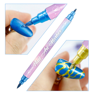 Juego de Marcadores Profesionales para Arte de Uñas 3D, Secado Rápido, Resistentes al Agua, Personalizables, 12 Colores Metálicos, Rotulador de Esmalte de Uñas de Doble Punta, Borrable - Product Image 2