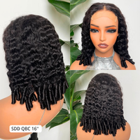 Pelucas Trenzadas de Cabello Humano con 200% de Densidad, Estilo Bob Corto con Rizos al Agua, Pelucas con Frente de Encaje HD 13x4 para Mujeres Negras, Venta al Por Mayor