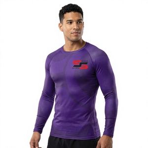 Maillot de compression à manches longues à séchage rapide en Spandex et Polyester, avec logo imprimé sur le devant, pour le combat et le rame - Product Image 1