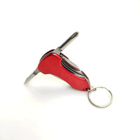Couteau de poche multifonctionnel EDC 5-en-1, porte-clés de survie, lame en acier inoxydable, comprend lime, tournevis, ouvre-bouteille, DIY OEM