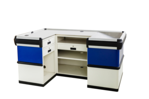 طاولة صرافة من الفولاذ المقاوم للصدأ بمظهر أنيق طاولة بيع البقالة طاولة صرافة سوبرماركت - Product Image 4