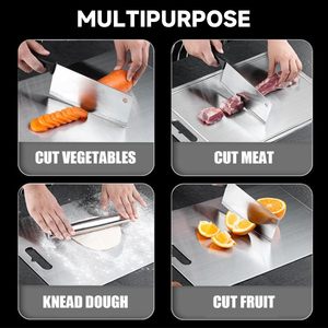 Planche <span class=keywords><strong>à</strong></span> <span class=keywords><strong>découper</strong></span> en titane pur/acier inoxydable 304/316 de 1,5/2 mm avec rainure profonde pour le jus, qualité alimentaire, pour hacher la viande, les légumes, les fruits - Product Image 2