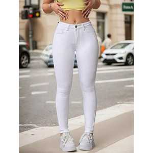 Pantalons Chic Grande Taille pour Femmes, Motif Uni, Taille Haute, Longueur Entière, Coupe Ajustée, Extensible, Chic et Mignon, Jeans Droit Crayon Respirant - Product Image 6