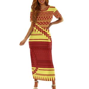 Vendita calda donna 2 pezzi Casual Samoan Puletasi abito stile tropicale hawaiano Design traspirante ed ecologico - Product Image 2