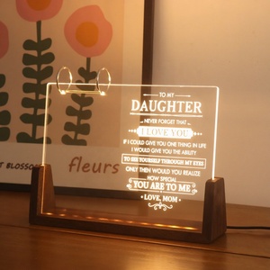 Forme <span class=keywords><strong>de</strong></span> U Led bureau calendrier lampes Base Led acrylique en bois <span class=keywords><strong>lit</strong></span> lumière 3d Photo cadre lampe pour bricolage - Product Image 4