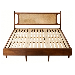 <span class=keywords><strong>Lit</strong></span> mural en bois massif de frêne de style Wabi-Sabi moderne et organique, sculpté à la main, avec tête de <span class=keywords><strong>lit</strong></span> en rotin, pour chambre à coucher et mobilier d'hôtel - Product Image 3