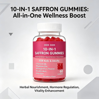 Gummies au Safran 10-en-1 Marque Blanche avec Ashwagandha, L-Théanine, Magnésium et Zinc pour l'Équilibre Hormonal et l'Humeur des Adultes