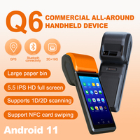 Android 11 5,5 pulgadas 2D QR escáner de código de barras POS PDA Terminal lector de código de barras de mano con impresora térmica todo en uno para negocios