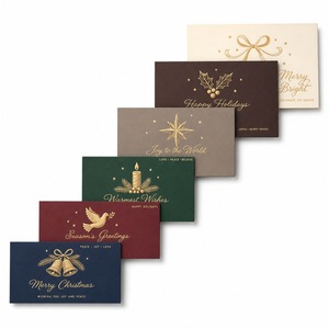 Folien-Feiertagskarten in Verschiedenen Farben Weihnachts- und Neujahrsgrußkarten mit Goldglocke, Taube und Kerzen-Design für Wünsche in der Wintersaison - Product Image 1