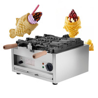 Gaufrier de poisson à la crème glacée coréenne électrique à usage commercial/Machine à gaufres Taiyaki de Type poisson à bouche ouverte japonaise