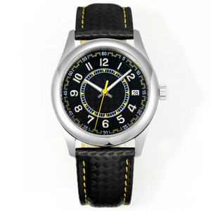 Reloj de Lujo Popular para Hombre, Estilo Deportivo y Elegante, con Esfera con Detalles Amarillos, Números Luminosos y Caja de Acero Inoxidable - Product Image 1