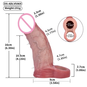ORALSX <b>Vibrating</b> Realistic Penis Extender Cock Sleeve Reusable Condom Penis Enlargement Sleeve <b>Vibrating</b> Condom Sex Enhancer - Product Image 2