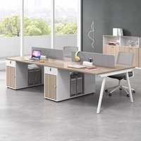 Ensemble de bureau et chaises pour personnel, 6 places, simple et moderne, en PVC ignifuge, avec écran de protection, poste de travail informatique