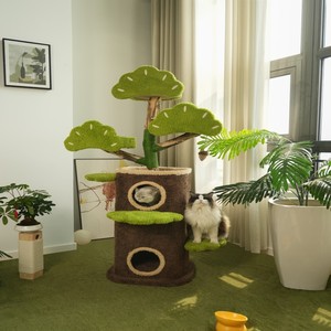 Nouvel arrivage Arbre grimpant pour chat en bois de caoutchouc et de sisal pour chats d'intérieur <span class=keywords><strong>avec</strong></span> plusieurs couches - Product Image 2