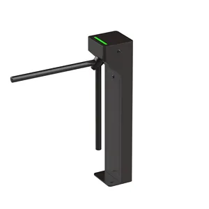 Puerta de barrera peatonal compatible amplia de contacto seco RS232 de color negro mate torniquete de trípode electrónico de media altura