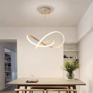 Round Hanging Lamp Modern Aluminum Acrylic Circle Curved Led Ring Pendant <b>Light</b> for Dinning Room - Product Image 6