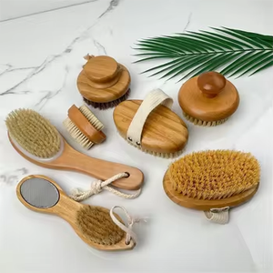 Venta al por mayor piel seca exfoliante corporal cepillo de baño de madera de bambú con cerdas de nailon Sisal para tratamiento de Spa y uso en el baño - Product Image 4