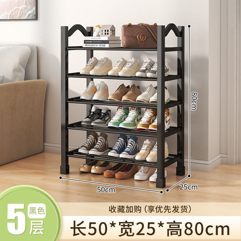 Étagère à chaussures noire en plastique, 5 niveaux, modèle élargi 50 noir.